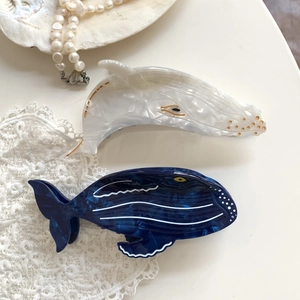 Sweet Acetate Whale Hair Claw Cute Marine Animal Marble Pattern Large Hair Clip Ponytail Catch Jaw Clamp For Women Daily Travel
