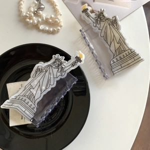 Elegant Statue of Liberty acetate hair claw clips with marble texture for French style bun