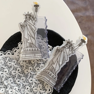 Acetate Statue Of Liberty Hair Claw Minimalist Artificial Pearl Luster Shark Clip Creative Portrait Large Hairpin For Women Accessory