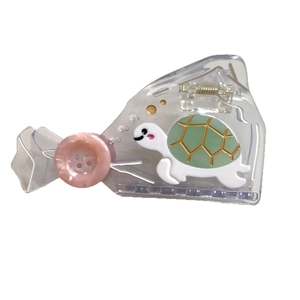 Pince à cheveux tortue de mer verte mignonne en résine avec motifs dorés dorés
