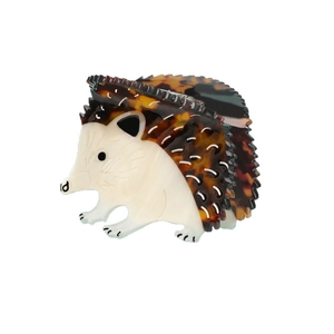 Creative hedgehog acetate hair claw clip with brown tortoiseshell pattern for women