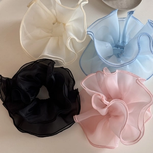 Elegant Organza Puffy Hair Scrunchies For Women Multi Layer Pleated Solid Color Mesh Hair Ties Fashion Headwear Accessories