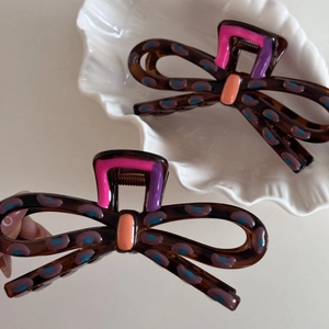 Acetate Butterfly Bow Hair Claw Clip For Women Tortoiseshell Pattern Color Block Large Shark Clip Elegant Hair Jewelry