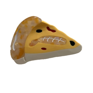 Creative pizza-shaped acetate hair claw clip with colorful food pattern for women