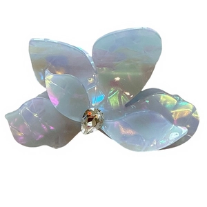 Floral bougainvillea hair claw clip in iridescent acetate with a sparkling center crystal