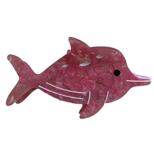 Pink marble acetate dolphin hair claw clip for women's ocean series hair styling
