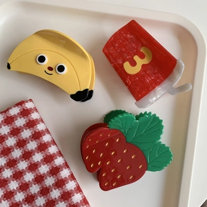 Handmade Acetate Fruit Shape Hair Claw Cute Strawberry Banana Beverage Cup Shark Clip Sweet Fashion Hair Accessories For Women