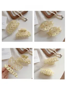 Details zu Haarklammern mit Waffeldesign, Perlmuttglanz und goldener Metallfeder