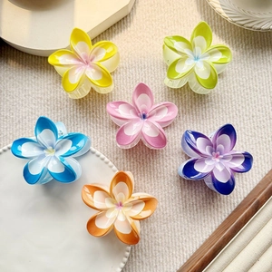 Süße Frangipani Blume Haarkralle Bunte Verlauf Acetat Harz Hai Haarklammer Für Sommer Strand Urlaub Damen Schmuck