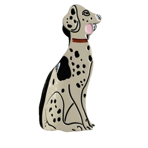 Retro spotted dalmatian dog hair claw clip made of cream acetate with red collar detail
