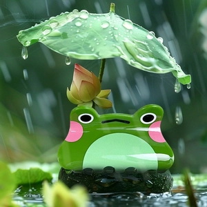 Pince à cheveux grenouille en acrylique vert dans une scène créative de nénuphars