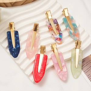 Acetate Marble Pattern Duckbill Hair Clip Minimalist Gold Alloy Side Clip For Women Daily Styling Fashion Accessory
