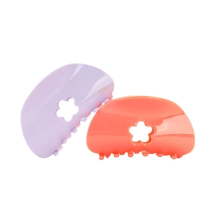 Pinces à cheveux pastel violet et corail avec motif floral et finition brillante chic