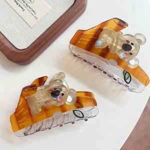 Cute Cartoon Koala Cellulose Acetate Hair Claw Clip Amber Tortoiseshell Shark Clip Strong Hold Hair Accessory For Women