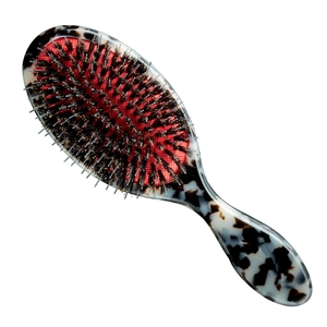 Classic tortoise shell hair brush with natural boar bristles and red air cushion base