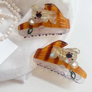 Set of 2 cute koala hair claws made of acetic acid resin with stylish tortoiseshell patterns