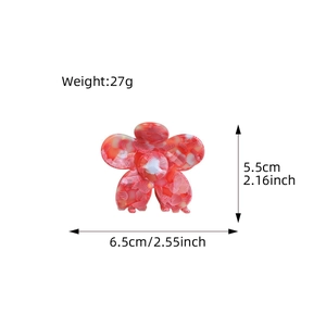 Pince à cheveux fleur en acétate marbré rouge et blanc pour coiffures élégantes