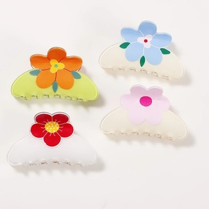 Pince à Cheveux Fleur Douce PVC Accessoire de Cheveux Floral pour Femmes Mode Urbaine Coiffure Pince de Requin