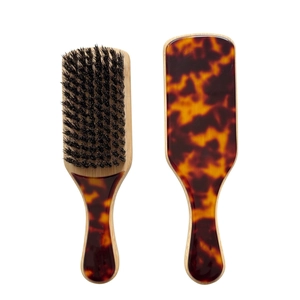 Set de brosses en poils de sanglier avec motif écailles de tortue et manche en bois
