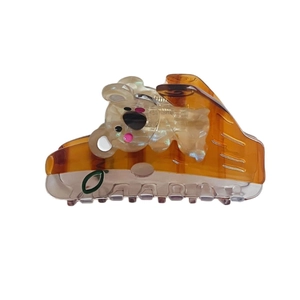 Cute amber acetate koala hair claw clip with pearlescent white resin koala detail
