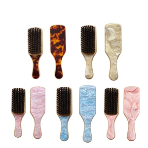 Peigne de Massage en Bois et Planche d'Acétate et Brosse à Cheveux en Poils de Sanglier pour Femmes Brosse de Massage