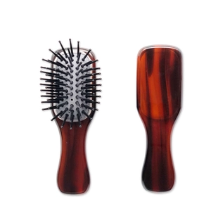 Portable mini square tortoiseshell acetate hair brush with anti-static air cushion massager