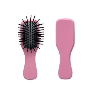 Pink portable acetate mini square hairbrush with anti-static air cushion and massage bristles