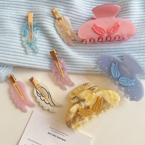 Elegant Sweet Angel Wing Acetate Hair Clip Rhinestone Inlaid Hair Claw For Women Fairy Wing Side Clip Y2K Aesthetic Hair Accessories Party Gift