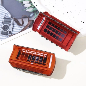 Vintage Red British Telephone Booth Hair Claw Clip Creative Shark Clip Large Hair Catch Accessory For Women Hair Styling