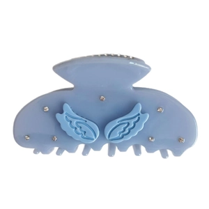 Light blue acetate wing hair claw clip with rhinestones in sweet Y2K fashion style