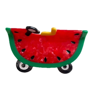 Cute cartoon watermelon acetate hair claw clip with fun vehicle design for girls