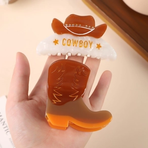 Lot de pinces à cheveux en acétate style western avec chapeau et botte de cowboy
