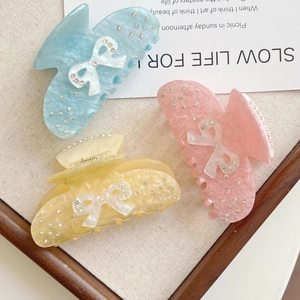 Women Cellulose Acetate Aurora Bow Hair Claw Clip Sweet Rhinestone Shark Clip Ballet Style Fashion Hair Styling Accessories