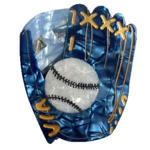 Pince à cheveux motif gant et balle de baseball en acétate bleu effet marbre