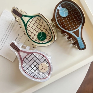 Tennis Racket Shape Acetate Hair Claw Clip For Women Sporty Fashion Large Hair Catch Shark Clip Hair Accessory