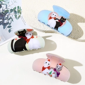 Cartoon Cat Hair Claw Clip Large PVC Hair Accessory Cute Animal Design Manual Process Sweet Hair Styling Tool For Women