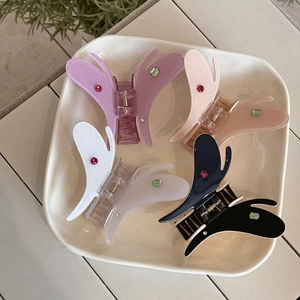 Pince à Cheveux Papillon en Acétate pour Femmes Grande Pince à Mâchoire avec Strass Brillants Accessoires de Coiffure Mode