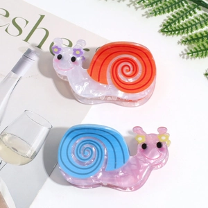 Cute caterpillar snail hair claws with acetate marble texture and floral accents