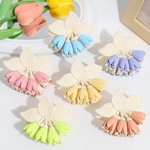 Pinza de Pelo Lirio de los Valles Mate Resina Floral Horquilla Elegante Dulce Pinza de Tiburón para Mujer Accesorios