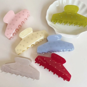 Acetate Hair Claw Clip For Women Rhinestone Fan-shaped Hair Clamp Elegant Starry Non-Slip Large Hair Accessories For Daily Party