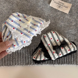 Pince à Cheveux Vintage Française Sweet Heart Stripe Avec Décoration Nœud en Dentelle Accessoires Cheveux Recouverts de Tissu