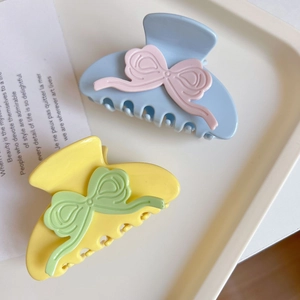 Acetate Bowknot Hair Claw Clip For Women Sweet Macaron Color Butterfly Shark Clip Matte Non-slip Hair Accessories
