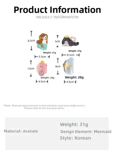 Size chart showing height and weight for acetate mermaid hair claw clip styles