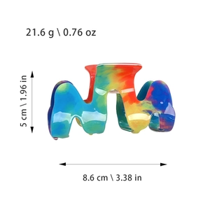 Pince à cheveux arc-en-ciel en forme de M en PVC, design coloré de 8,6x5 cm