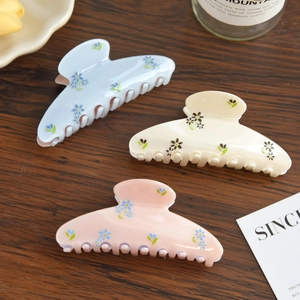 Elegant Floral Cellulose Acetate Hair Claw Clip Fresh Sweet Styling Accessory For Women Daily Versatile Large Hair Catch