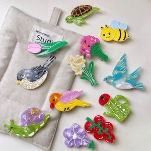 Pince à Cheveux en Acétate Dessin Animé Animal Fruit Fleur Femmes Mode Doux Pince Bec de Canard Accessoires de Coiffure