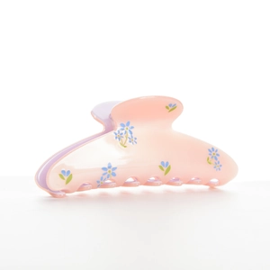 Elegant floral acetate hair claw clip with pink and purple double-layer design