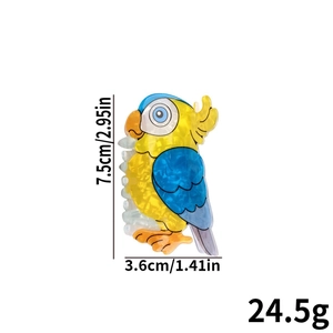 Colorful parrot bird acrylic hair claw clip with marble texture for daily hairstyling