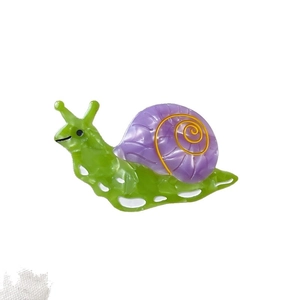 Charmante pince à cheveux escargot vert en acétate avec détails violets et spirale jaune