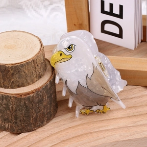 Cute eagle shaped acrylic hair claw clip with pearl finish and sturdy metal spring